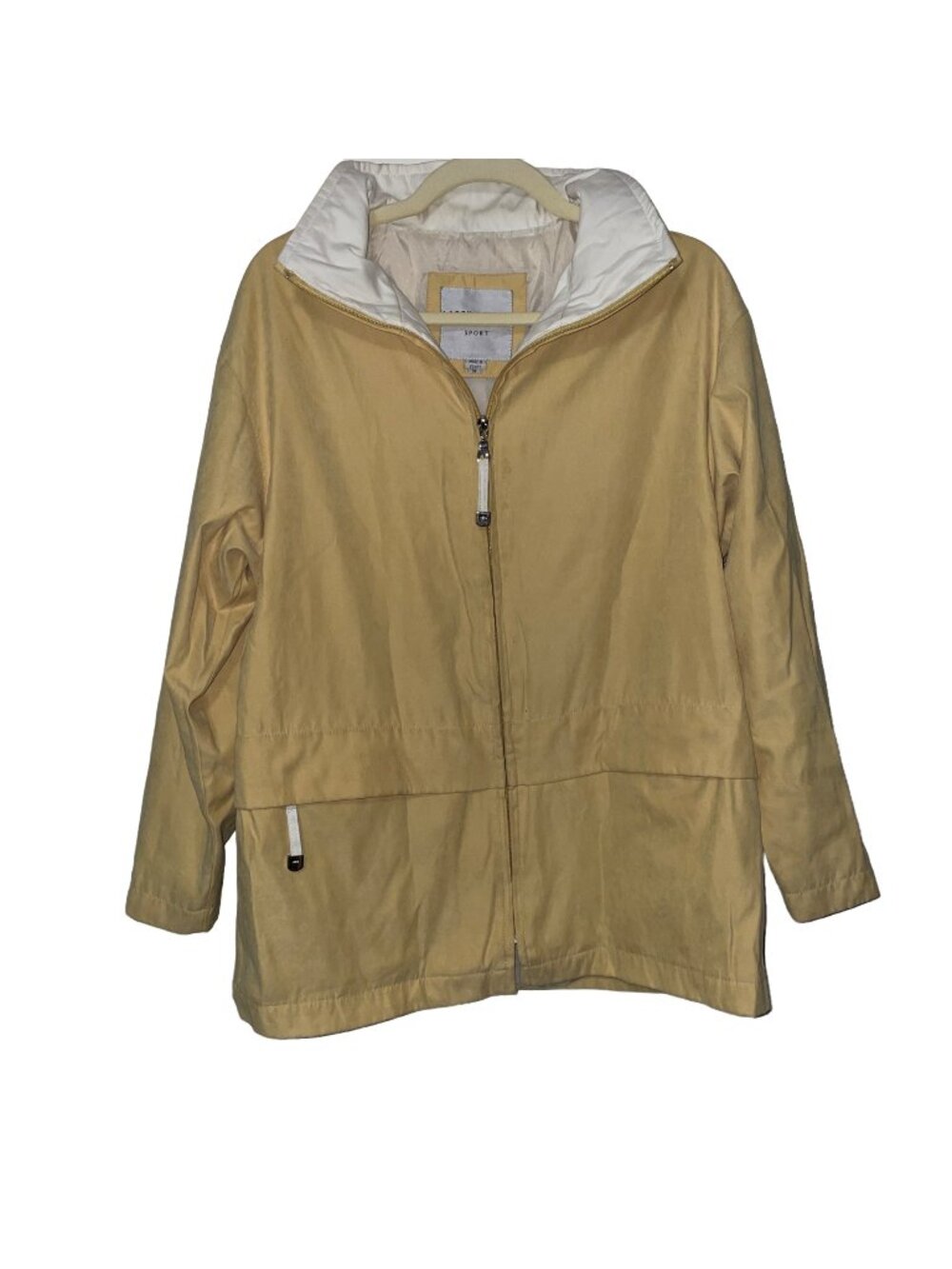 Larry Levine Sport Yellow Zip-Up Jacket With White Contrast Collar M